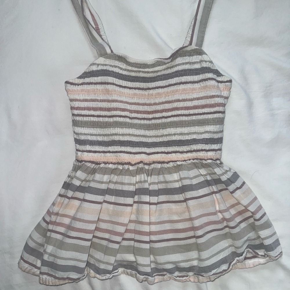 Striped Sleeveless Peplum Top